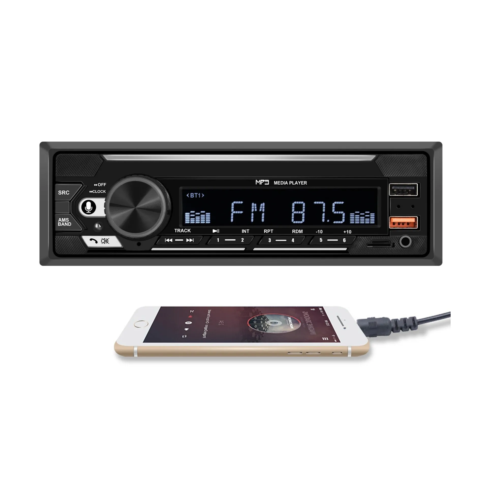 1 Din 740 Car Mp3 Player Dual Bluetooth Remote Control Radio U