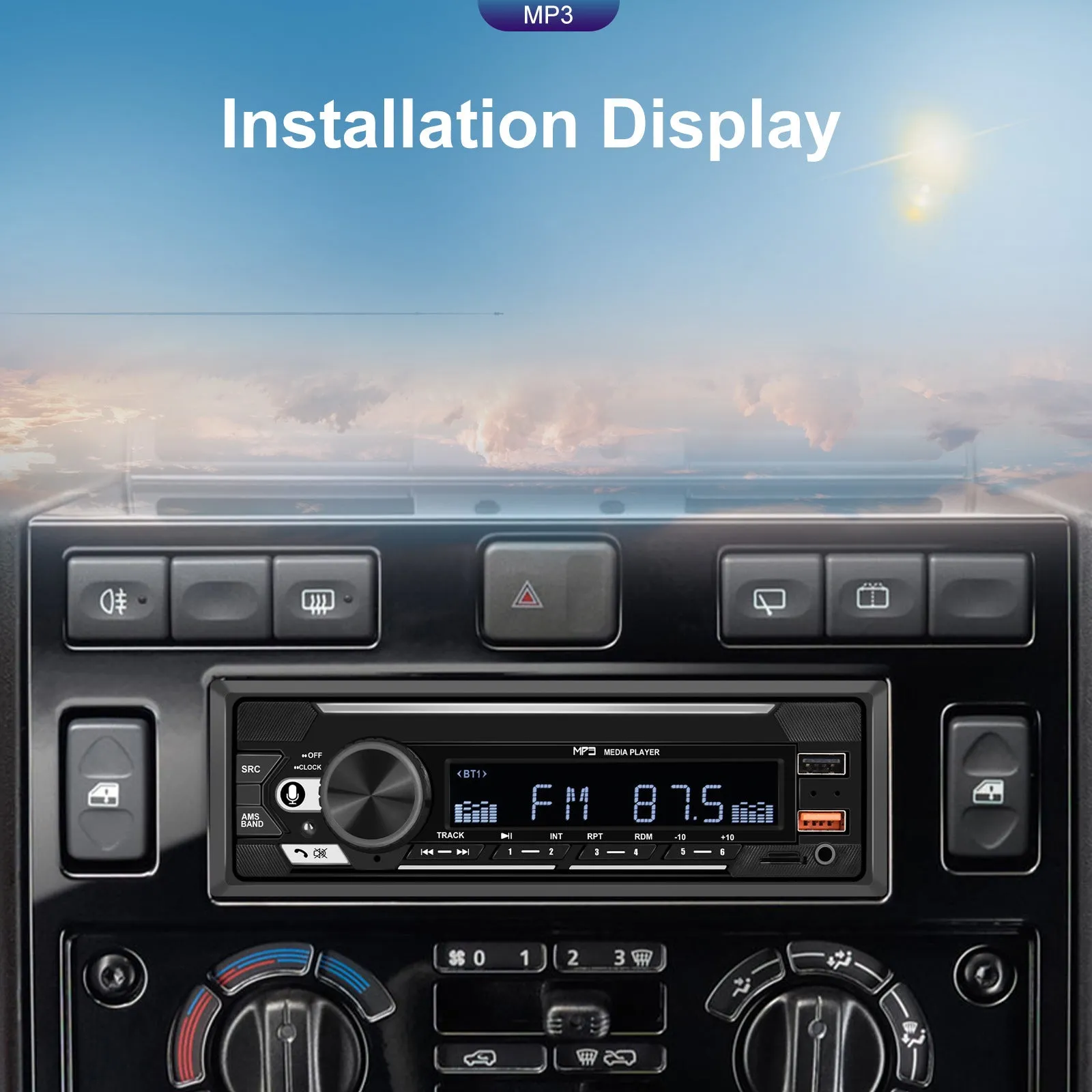 1 Din 740 Car Mp3 Player Dual Bluetooth Remote Control Radio U