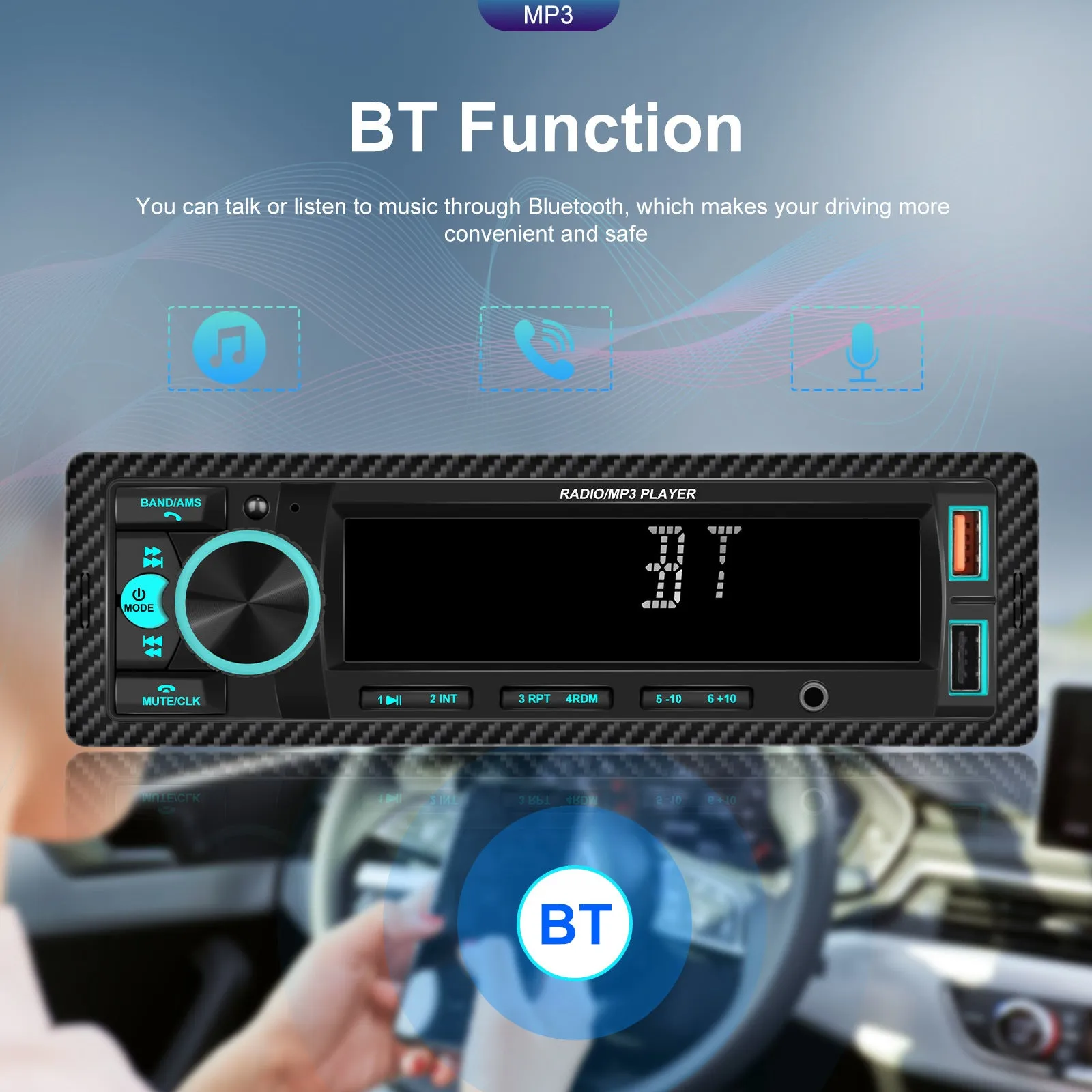 1 Din 890 Car Mp3 Player Dual Bluetooth Backlight Fm Radio U Disk