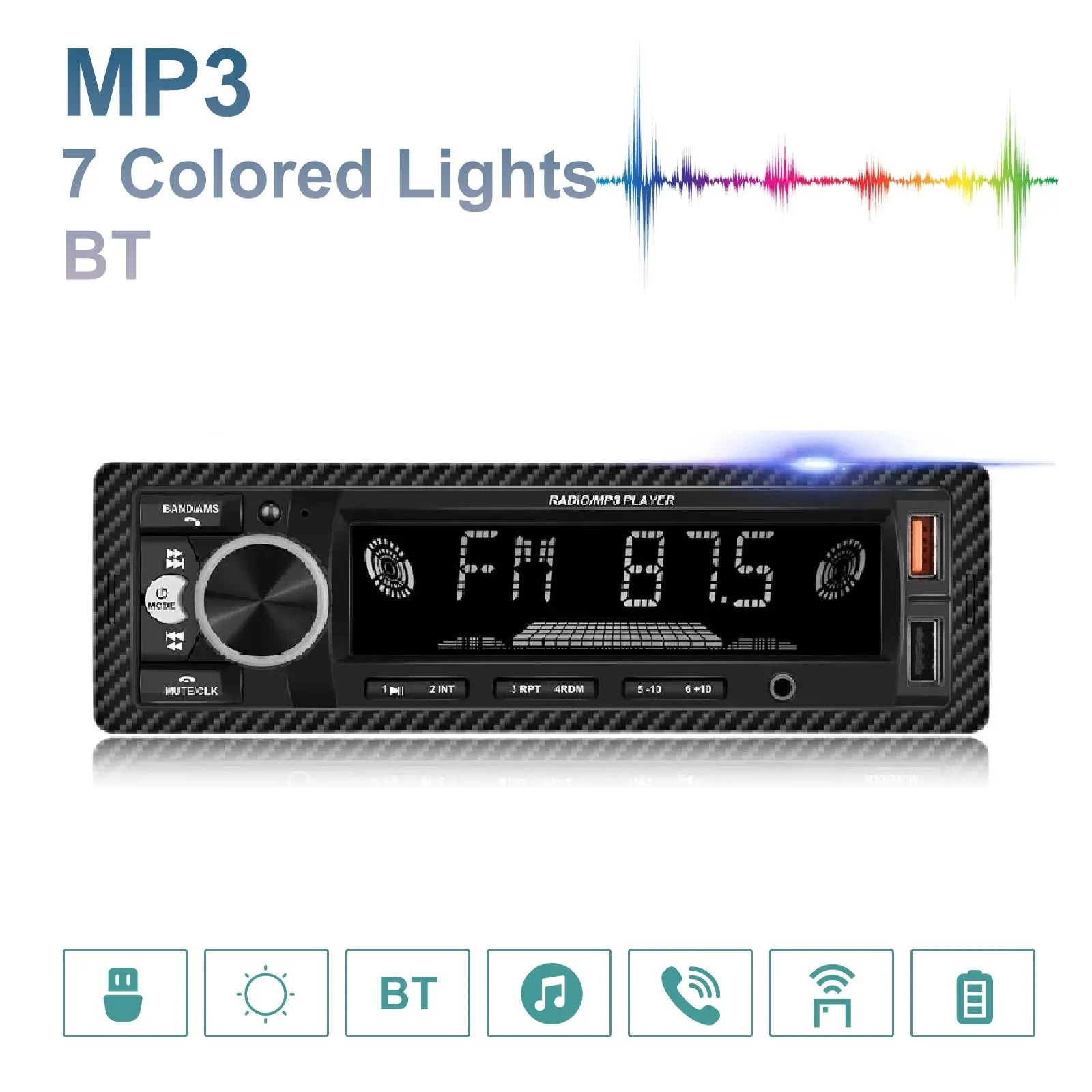 1 Din 890 Car Mp3 Player Dual Bluetooth Backlight Fm Radio U Disk