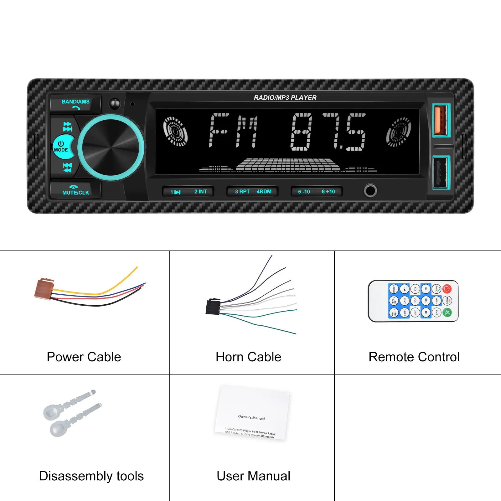 1 Din 890 Car Mp3 Player Dual Bluetooth Backlight Fm Radio U Disk