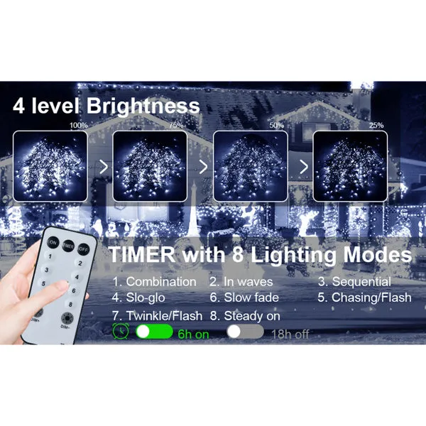 105ft Outdoor LED Curtain Fairy Lights - Waterproof Christmas Decor