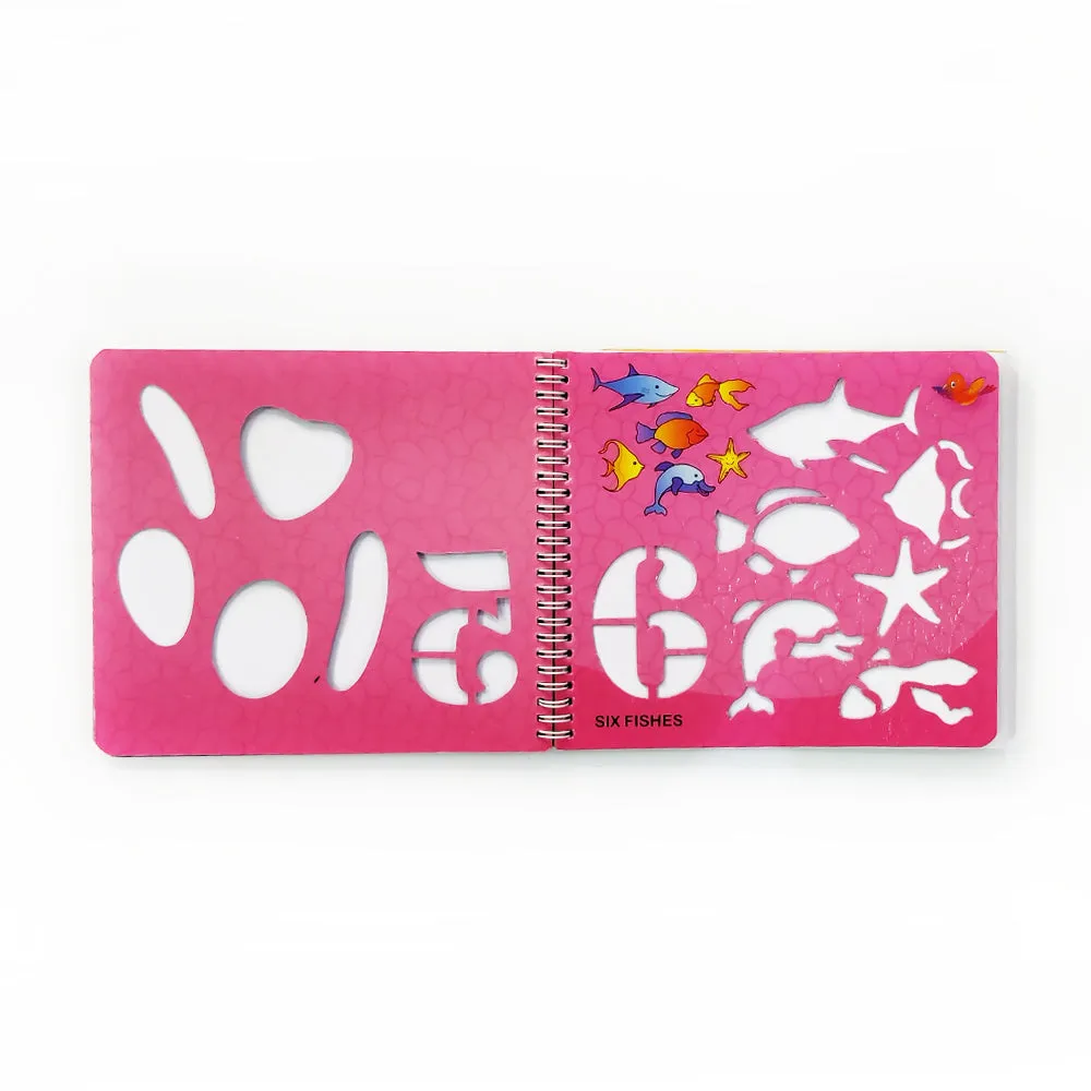 1234 Stencilling Book - Fun Early Learning Activity Book - Purple Turtle  - For Kids Ages 3-7