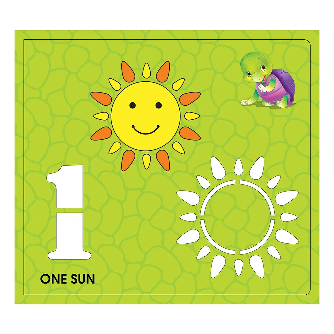 1234 Stencilling Book - Fun Early Learning Activity Book - Purple Turtle  - For Kids Ages 3-7