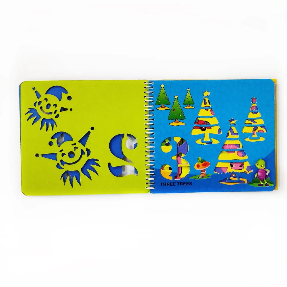 1234 Stencilling Book - Fun Early Learning Activity Book - Purple Turtle  - For Kids Ages 3-7
