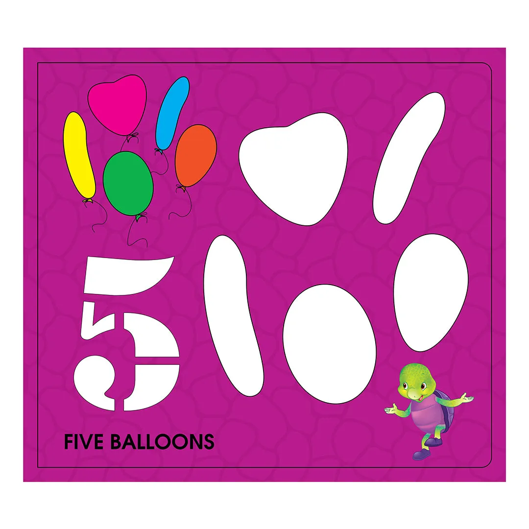 1234 Stencilling Book - Fun Early Learning Activity Book - Purple Turtle  - For Kids Ages 3-7