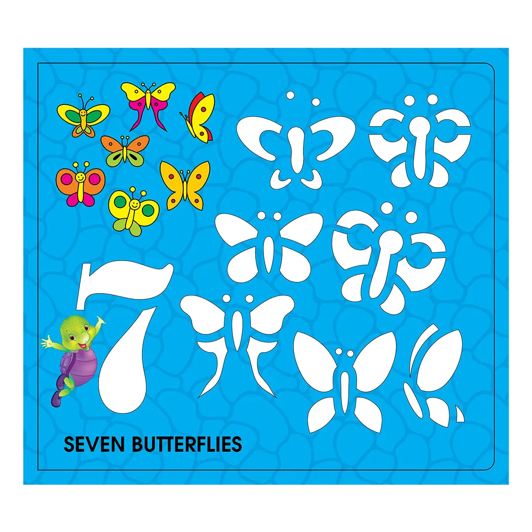 1234 Stencilling Book - Fun Early Learning Activity Book - Purple Turtle  - For Kids Ages 3-7
