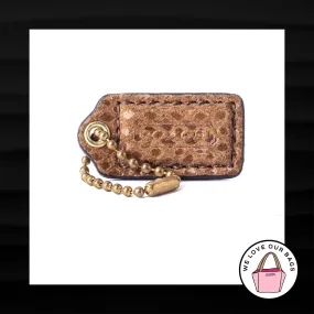 1.5" Small COACH BROWN SNAKESKIN LEATHER KEY FOB CHARM KEYCHAIN HANGTAG WRISTLET