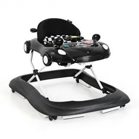 2-in-1 Foldable Baby Walker with Music Player & Lights-Black