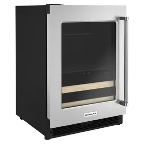 24 In. 14-Bottle Wine and Beverage Cooler in Black Cabinet with Stainless Doors