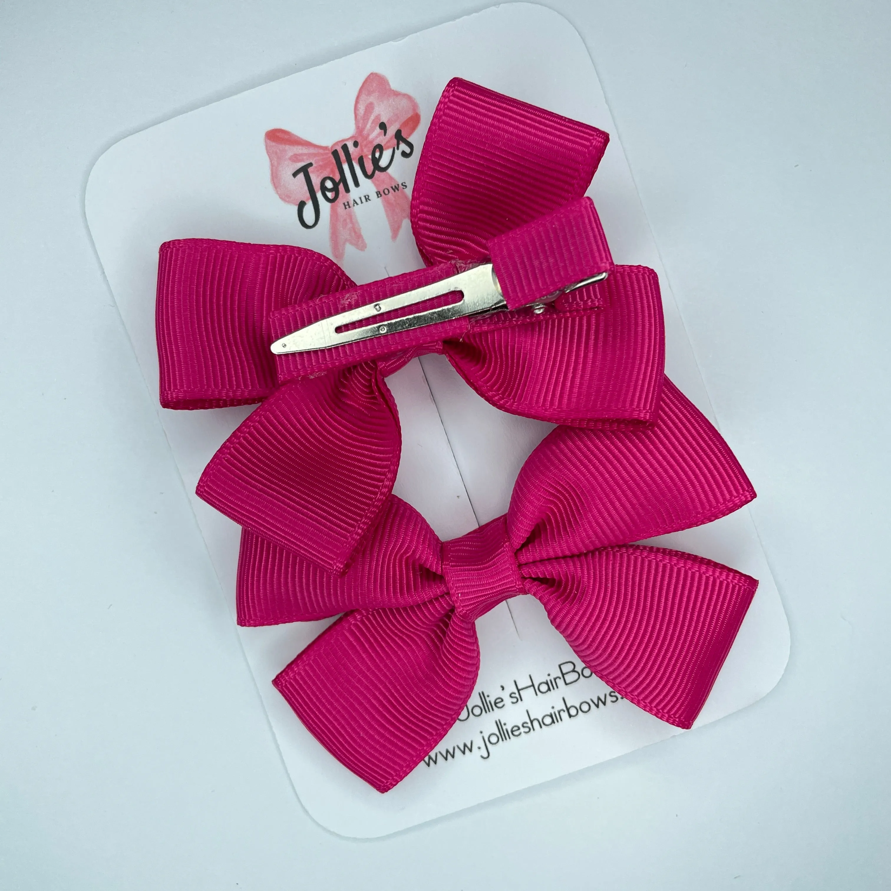 2.5inch Classic Bow with Clip (pair) - Azalea
