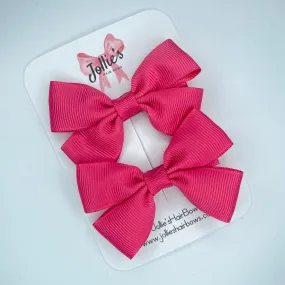 2.5inch Classic Bow with Clip (pair) - Camellia Rose