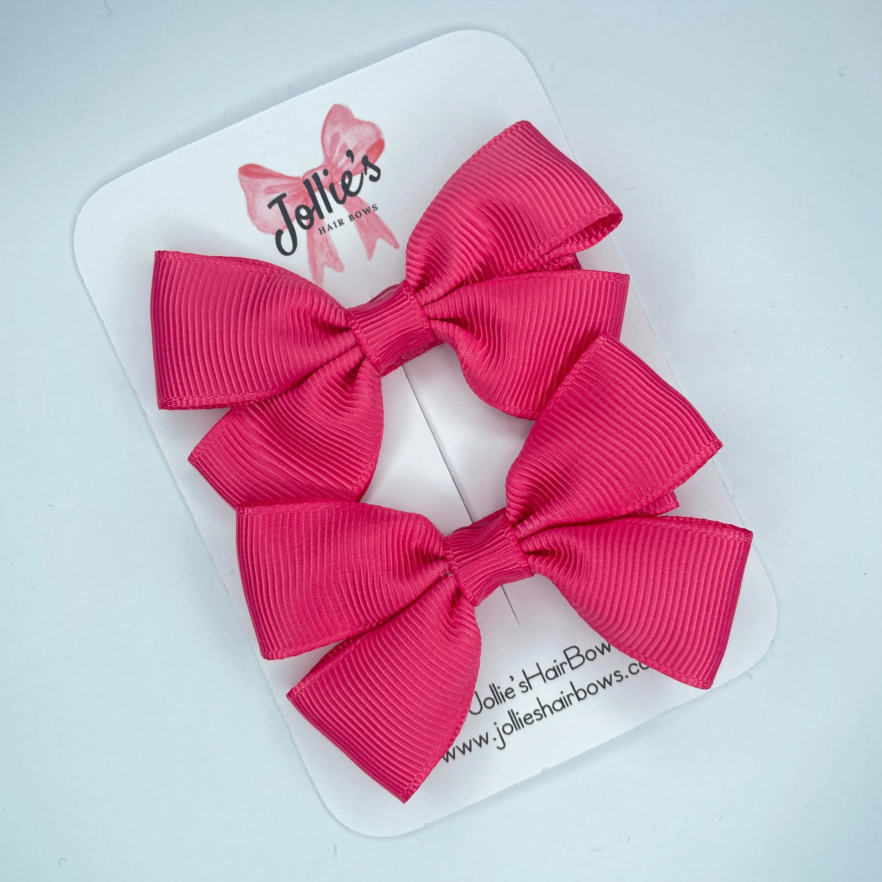 2.5inch Classic Bow with Clip (pair) - Camellia Rose