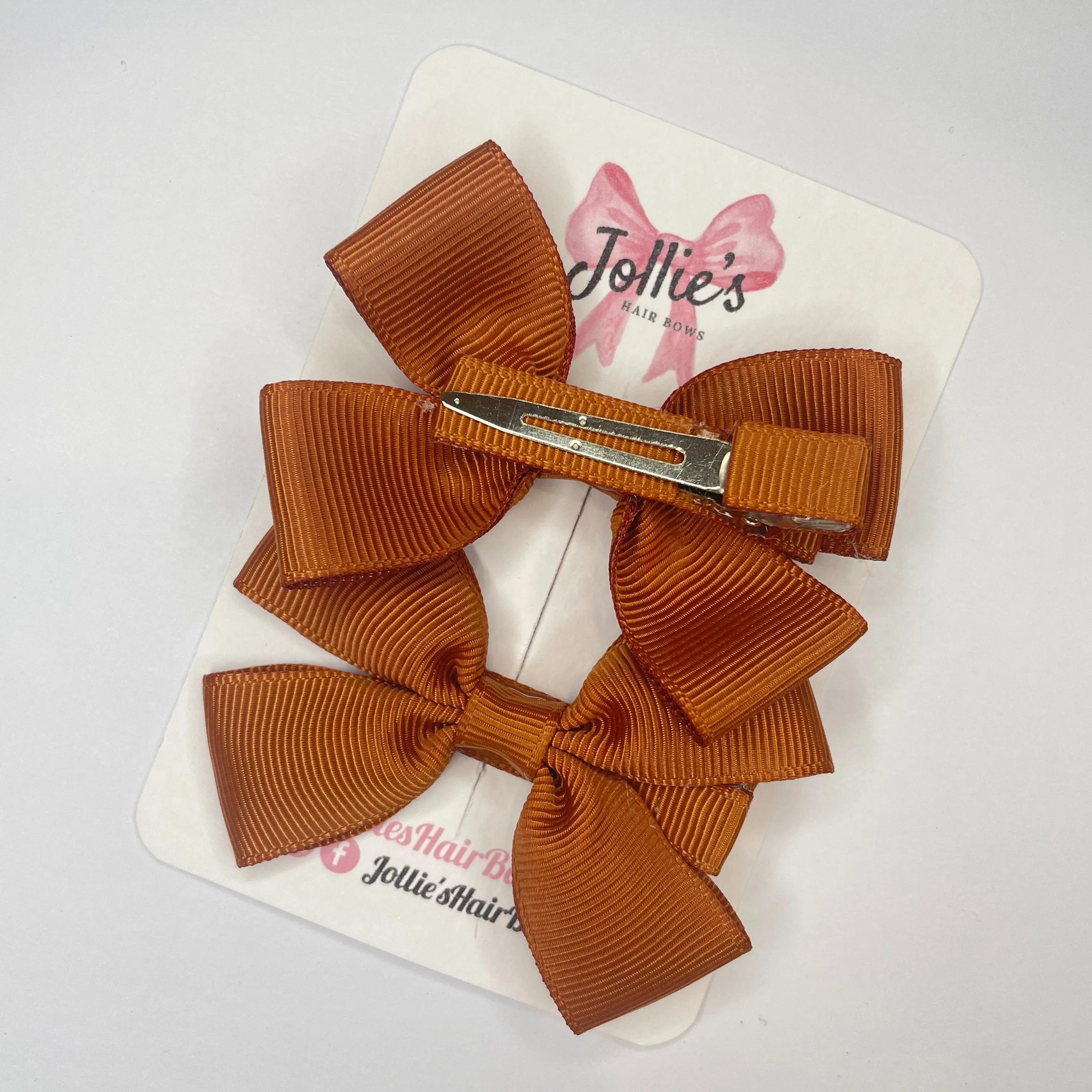 2.5inch Classic Bow with Clip (pair) - Copper