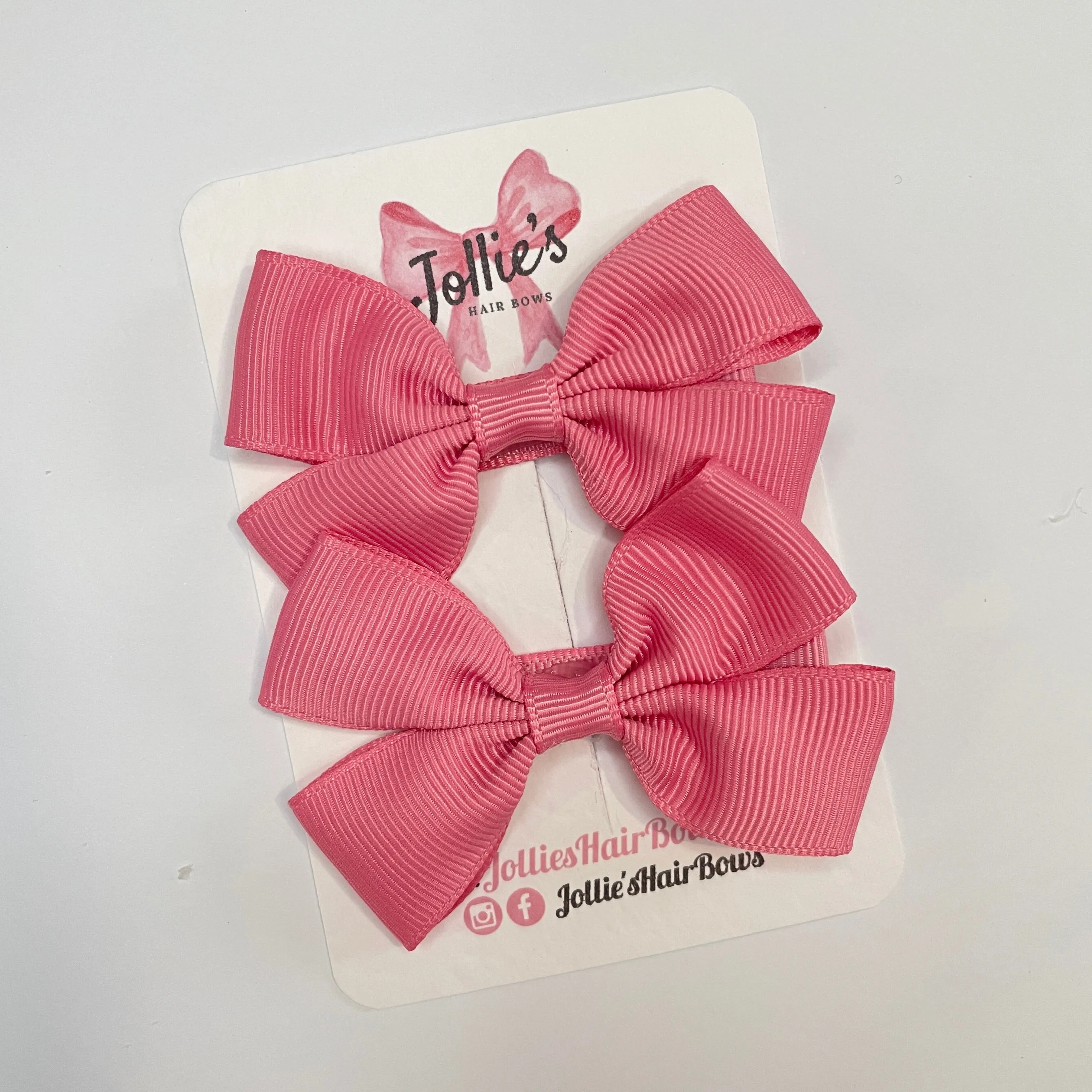 2.5inch Classic Bow with Clip (pair) - Fantasy Rose
