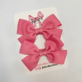 2.5inch Classic Bow with Clip (pair) - Fantasy Rose