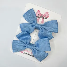 2.5inch Classic Bow with Clip (pair) - French Blue