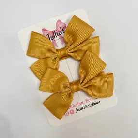 2.5inch Classic Bow with Clip (pair) - Old Gold