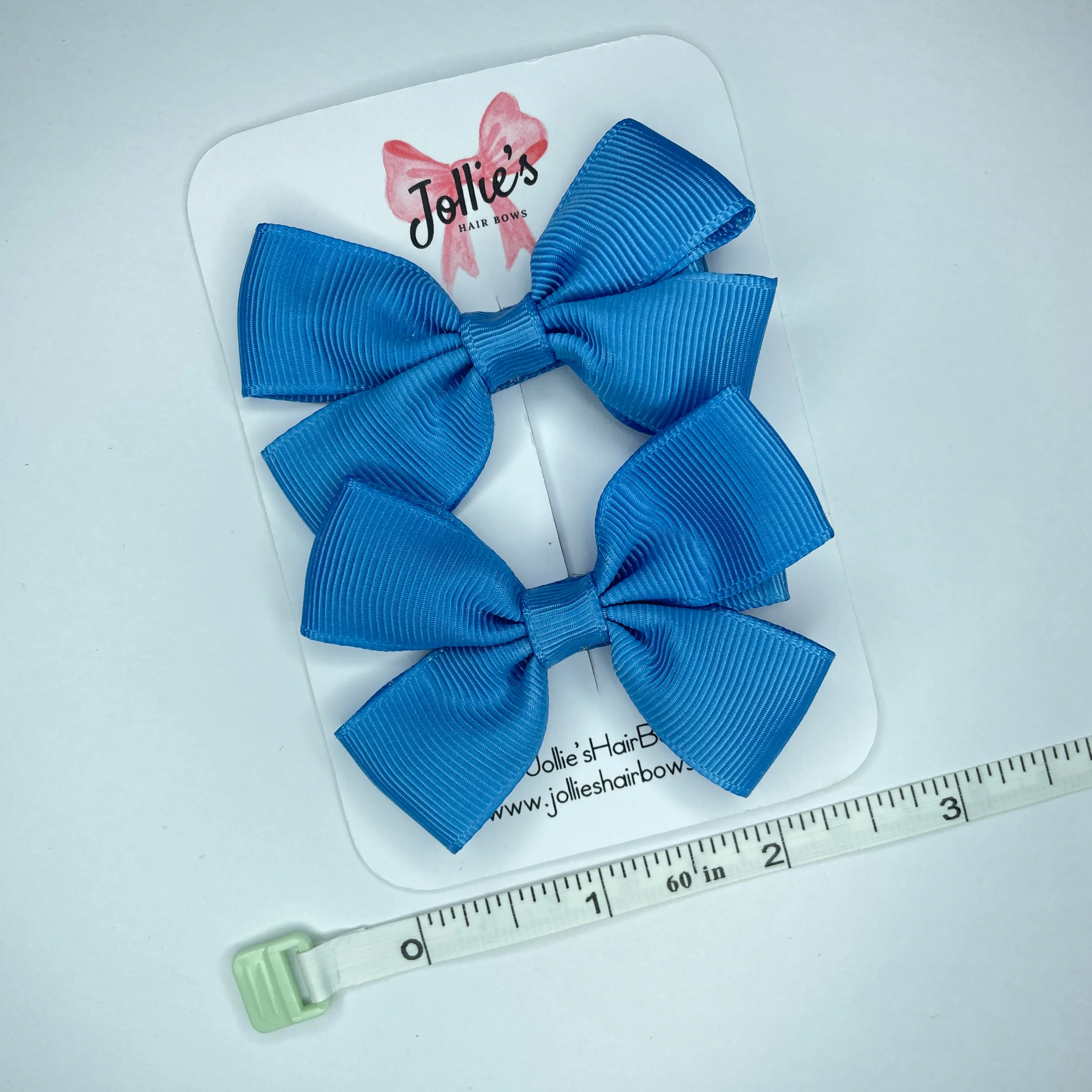 2.5inch Classic Bow with Clip (pair) - Porcelain Blue