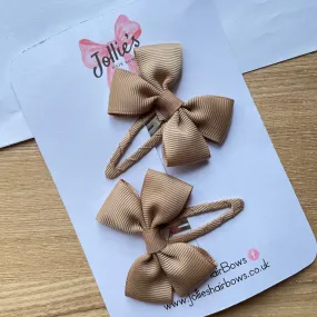 2.5inch Classic Snap Clips Pair - Latte