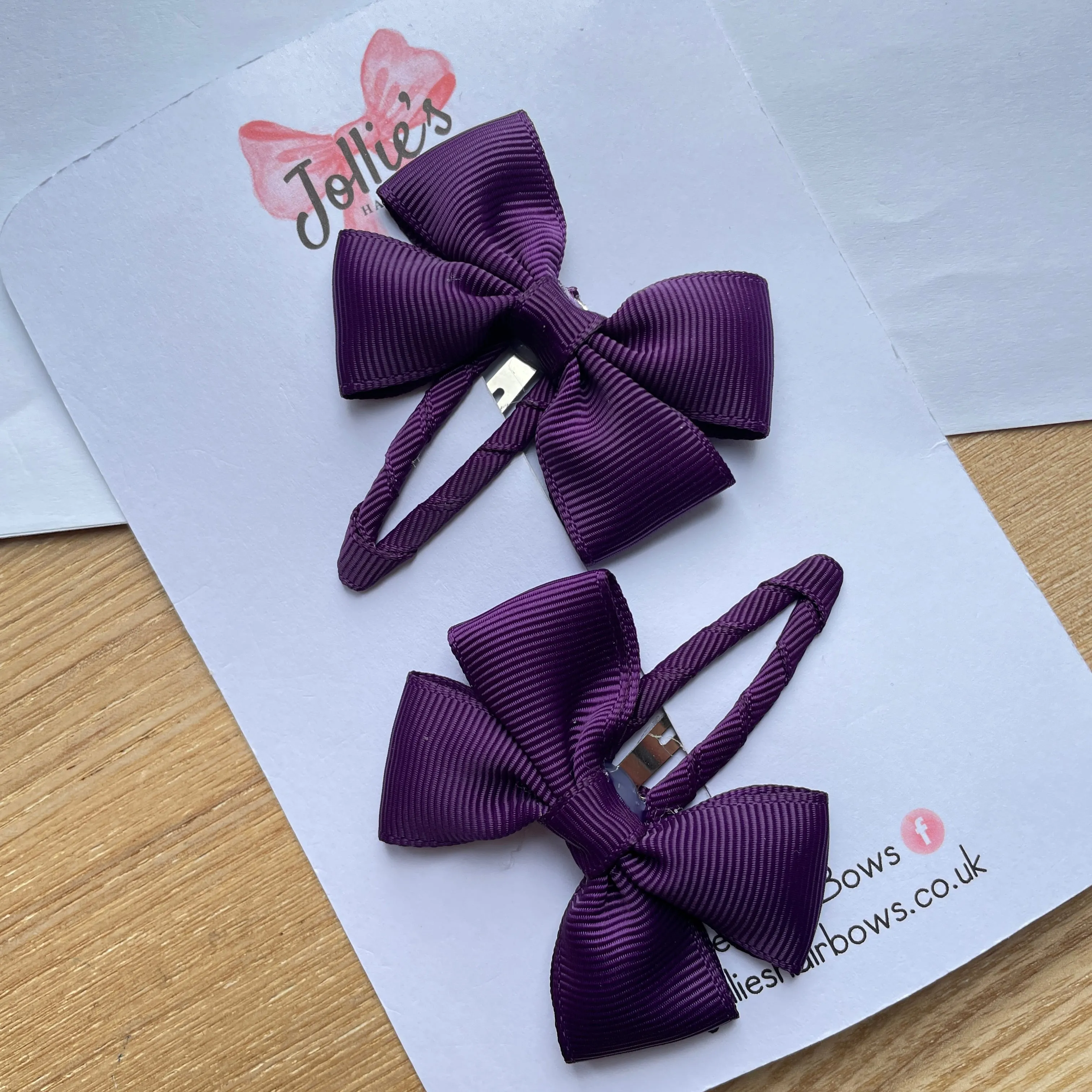 2.5inch Classic Snap Clips Pair - Plum