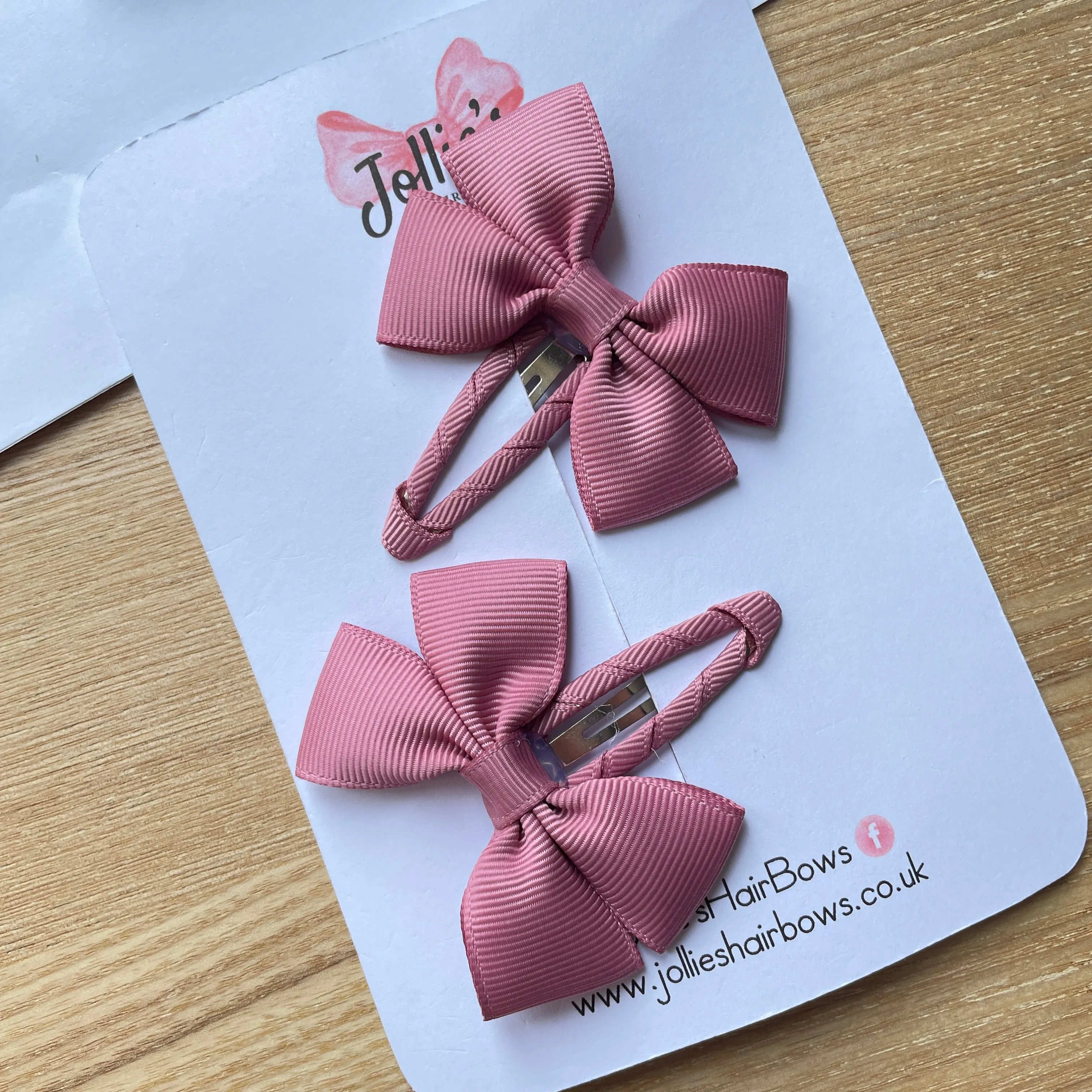 2.5inch Classic Snap Clips Pair - Rosy Mauve