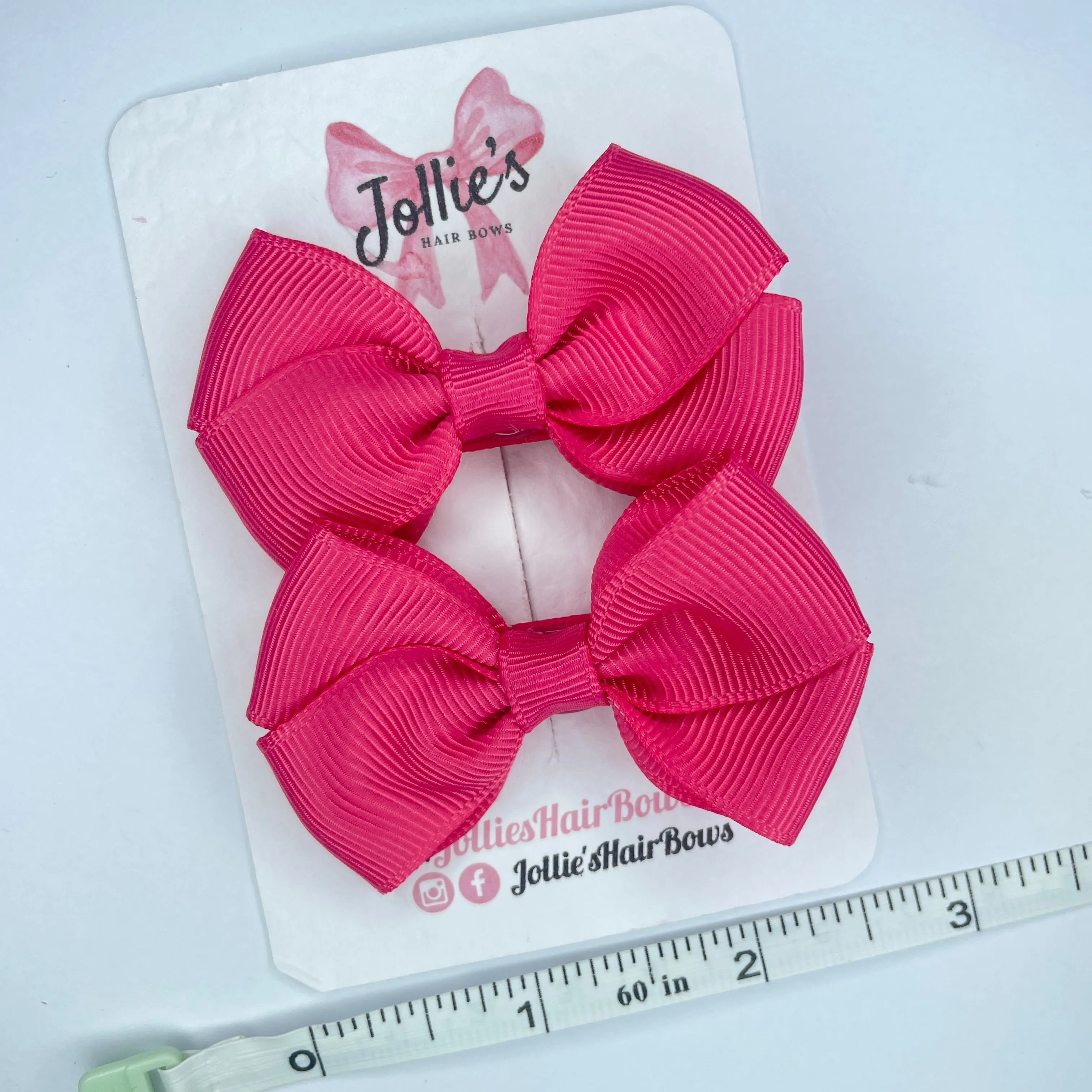 2.5inch Classy Bow with Clip (pair) - Camellia Rose