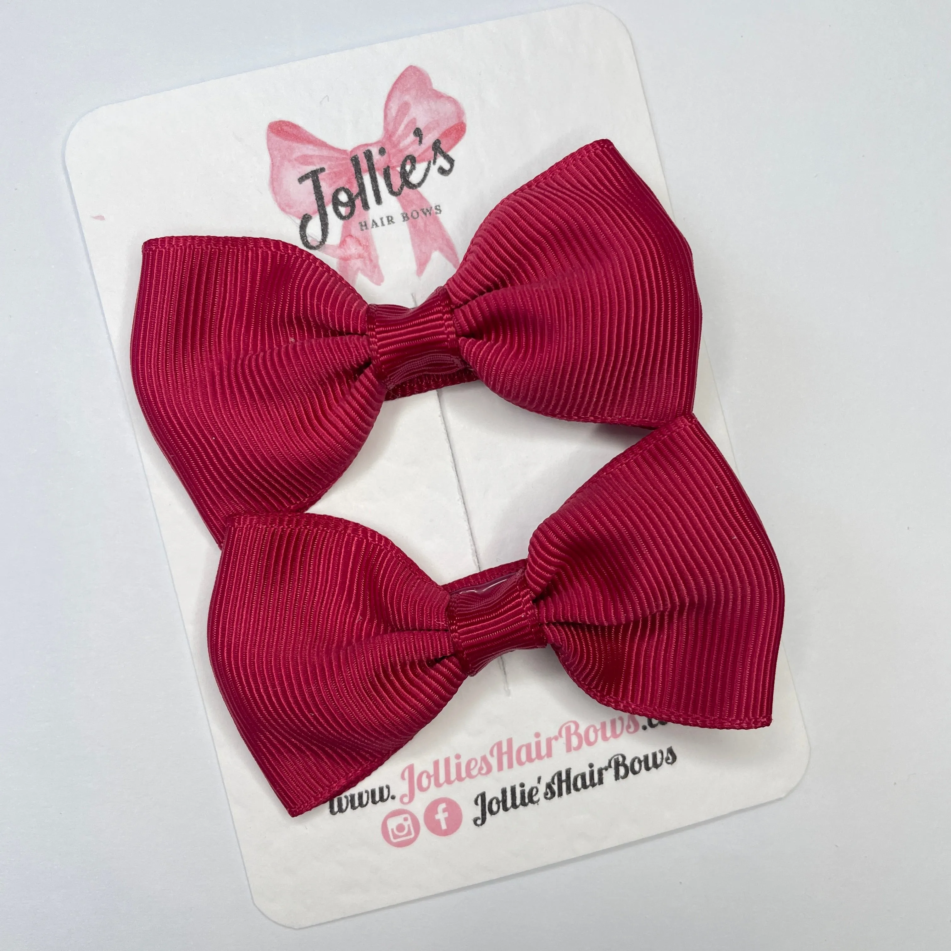 2.5inch Simple Bows with Clip (pair) - Beauty