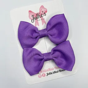 2.5inch Simple Bows with Clip (pair) - Grape