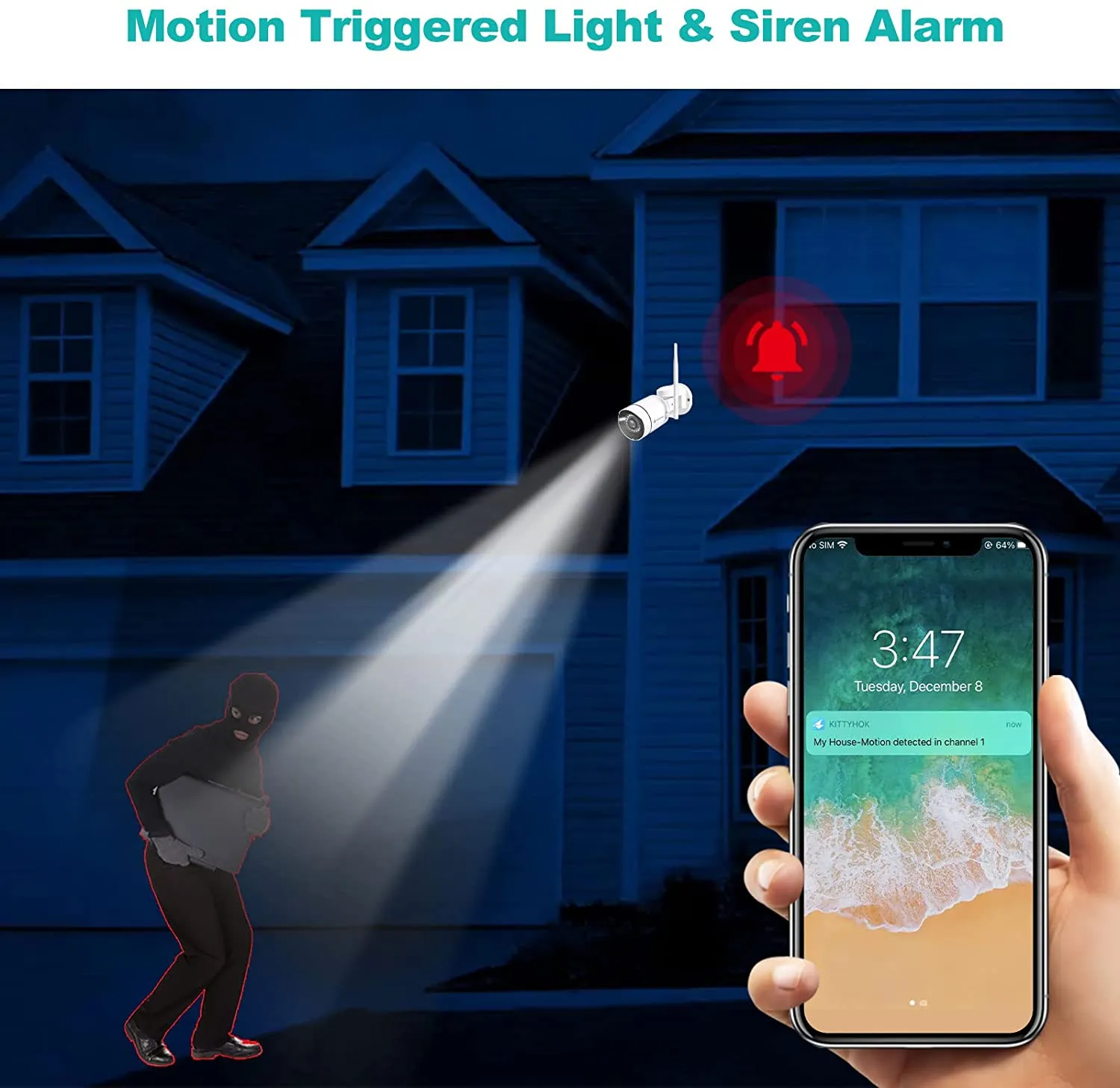 2K WiFi Pan & Tilt Security Camera w/ Spotlight