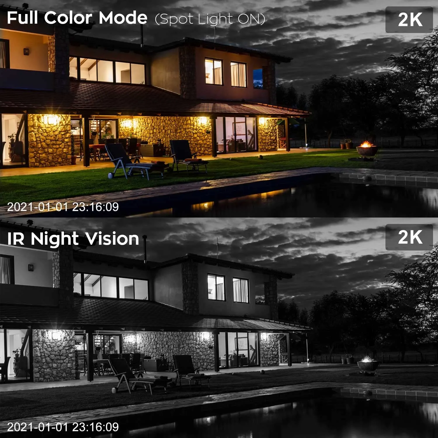 2K WiFi Pan & Tilt Security Camera w/ Spotlight