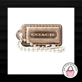 2" Medium COACH BRONZE METALIC LEATHER KEY FOB BAG CHARM KEYCHAIN HANG TAG