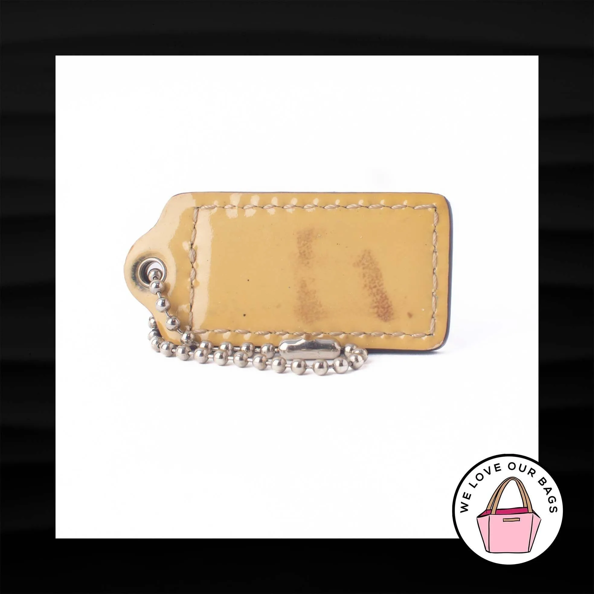 2" Medium COACH MUTED YELLOW PATENT LEATHER KEY FOB BAG CHARM KEYCHAIN HANG TAG