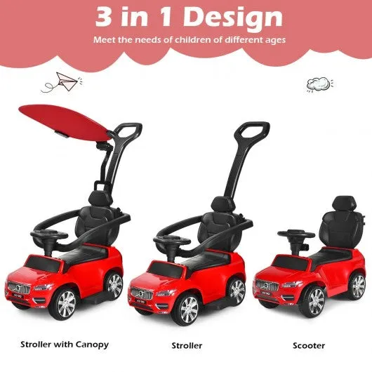 3 in 1 Kids Ride On Push Car Stroller-Red