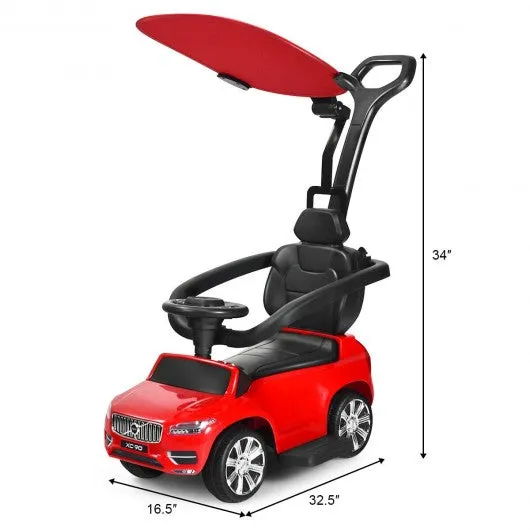 3 in 1 Kids Ride On Push Car Stroller-Red