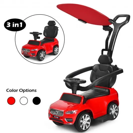 3 in 1 Kids Ride On Push Car Stroller-Red