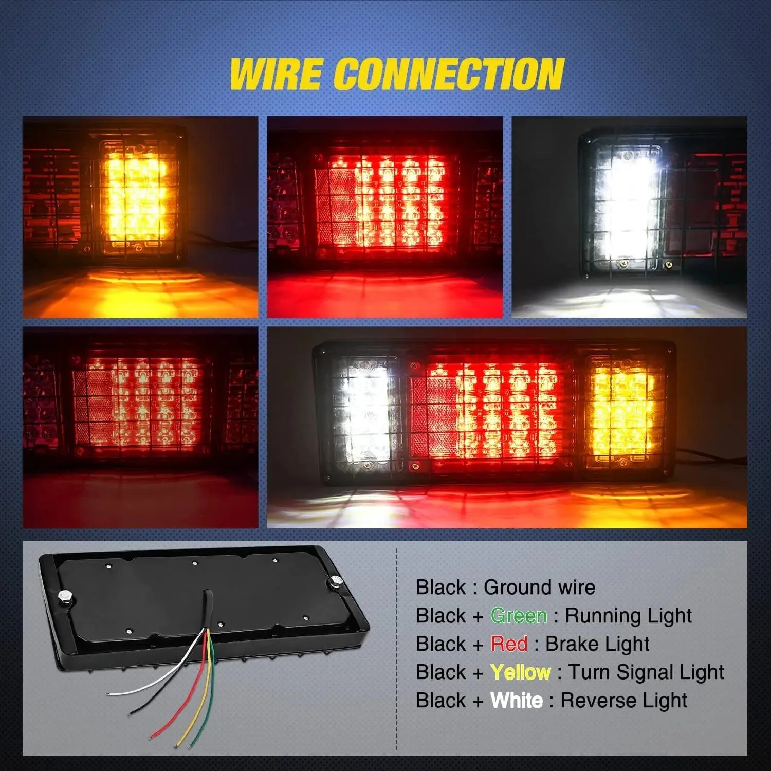 40 Leds Tri-color Iron Frame Taillight (Pair)