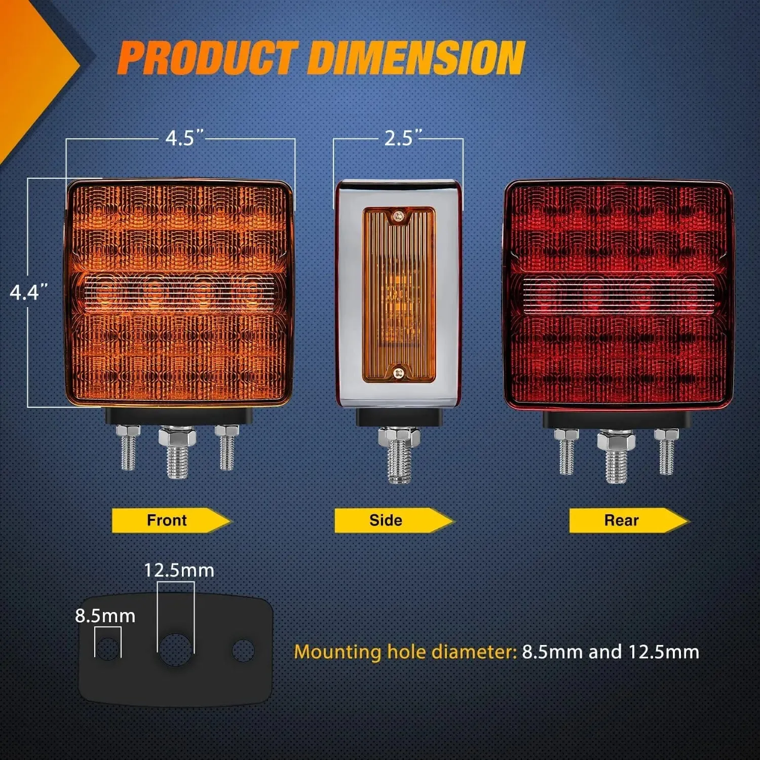 52 Leds Amber Red Fender Pedestal Light (2 Pcs)