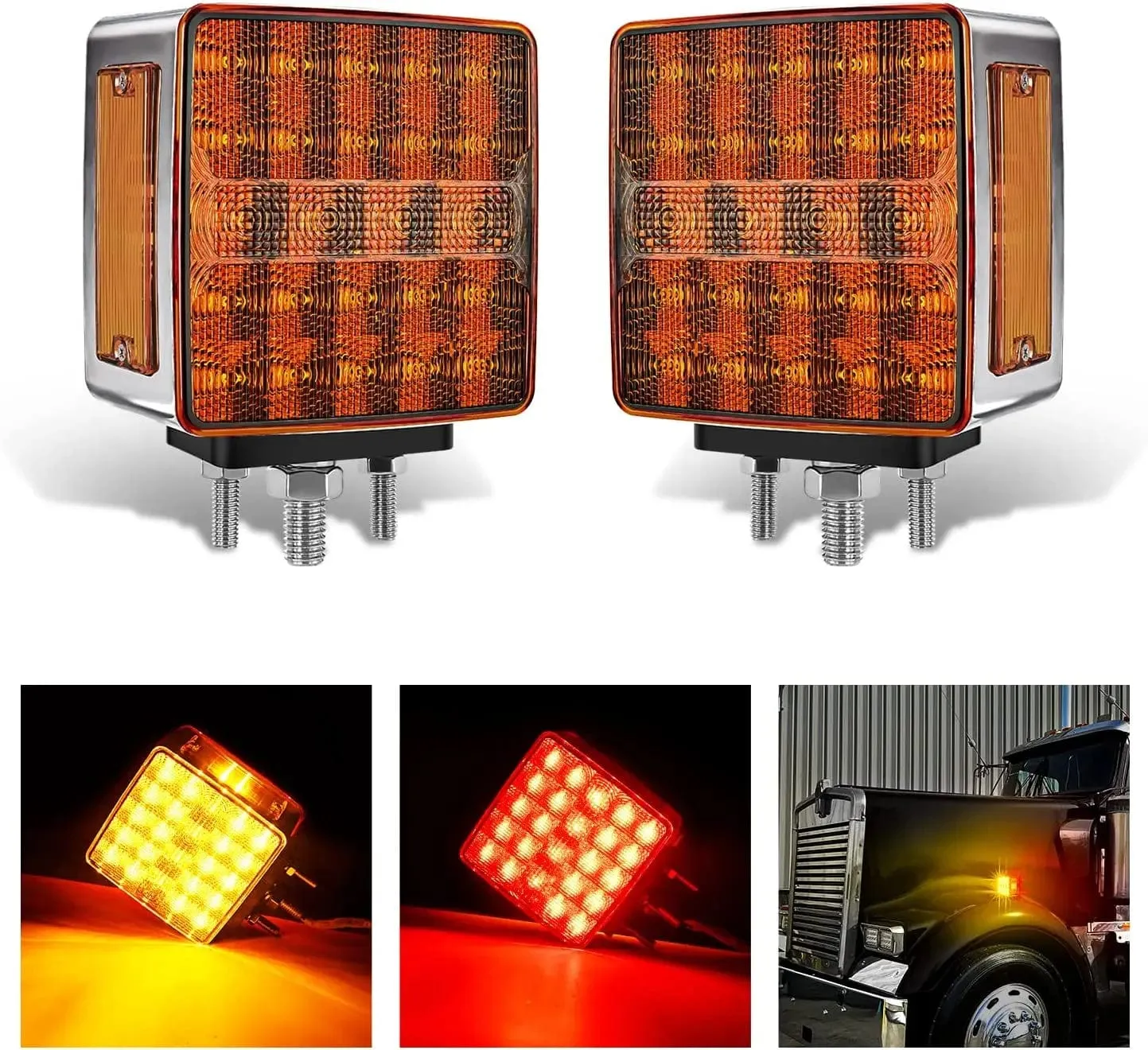 52 Leds Amber Red Fender Pedestal Light (2 Pcs)