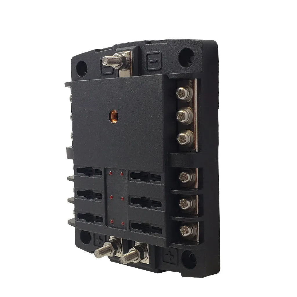 6 Way Fuse Box with Ground Busbar | LED Indicator