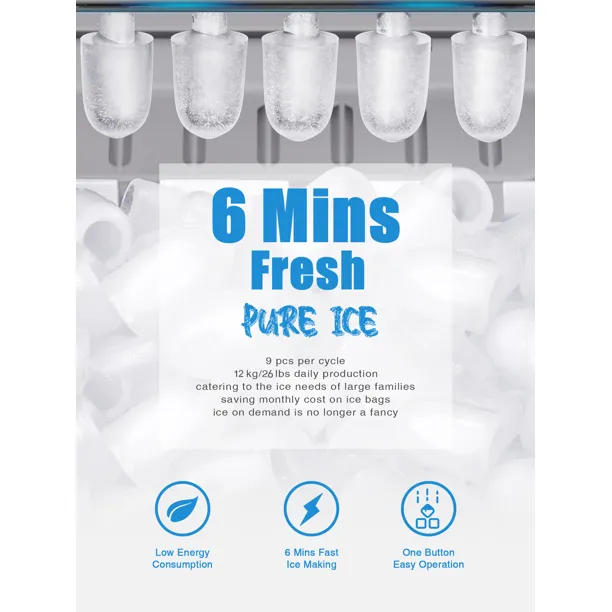 AICOOK | Ice Maker Countertop, 28 lbs. Ice in 24 Hrs, Portable Ice Maker Machine 2L with LED Display Perfect for Parties Mixed Drinks, Ice Scoop and Basket