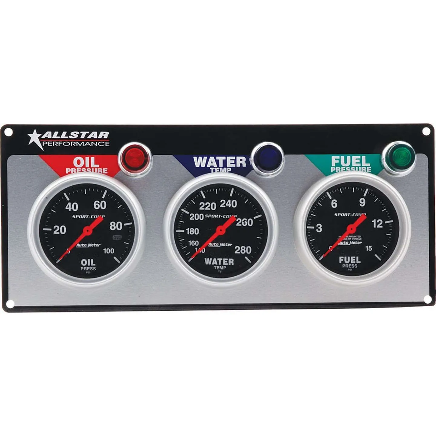 Allstar Performance Auto Meter Sport-Comp 3 Gauge Panel - OP/WT/FP