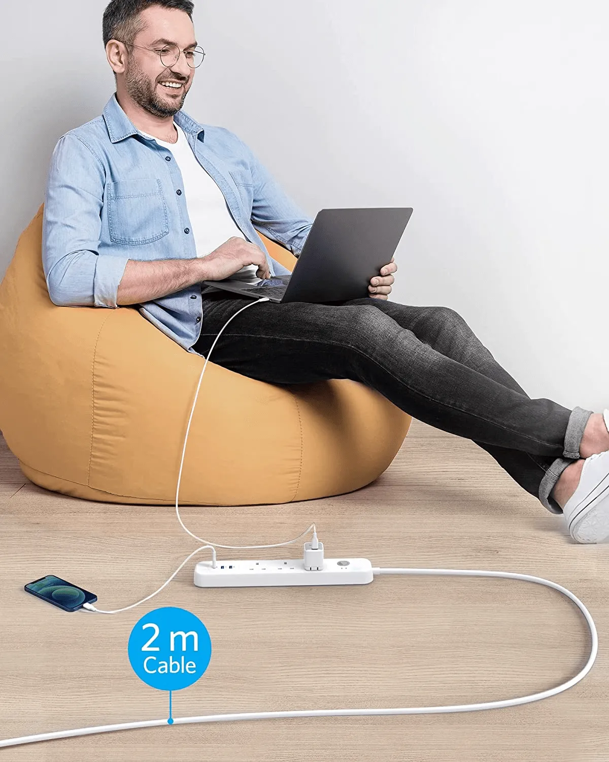 Anker Extension Lead with 2 USB Ports and 4 Wall Outlets - A9136