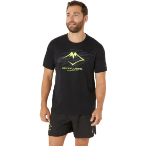 Asics Men&#x27;s Fujitrail Logo Short Sleeve Top P. Black/Graphic Grey/Safety Yellow | Buy Asics Men&#x27;s Fujitrail Logo Short Sleeve Top P. Black/Graphic Grey/Safety Yellow here | Outnorth