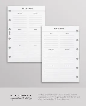 At A Glance & Important Dates: Pocket Size