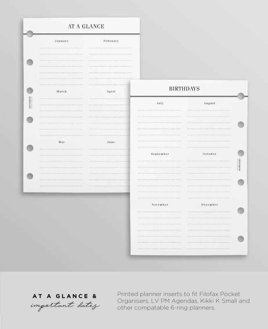 At A Glance & Important Dates: Pocket Size