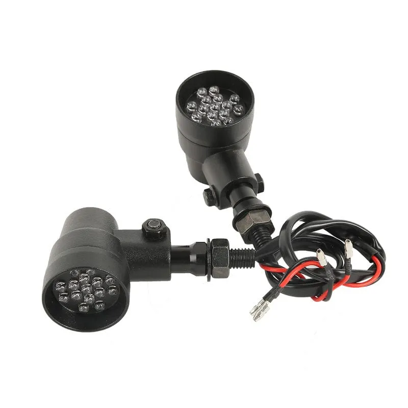 Attitude Inc Cafe Racer Universal Turn Signal Indicator Lights , Aluminium Black Body, Amber LED, For Harley Models, Set