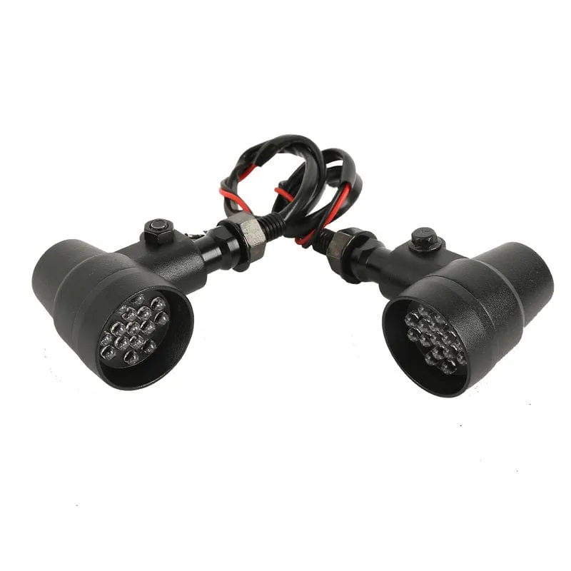 Attitude Inc Cafe Racer Universal Turn Signal Indicator Lights , Aluminium Black Body, Amber LED, For Harley Models, Set