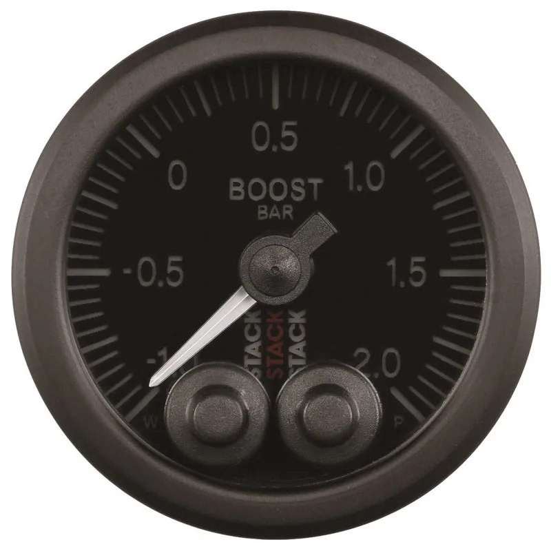Autometer Stack 52mm -1 to  2 Bar (Incl T-Fitting) Pro-Control Boost Pressure Gauge - Black