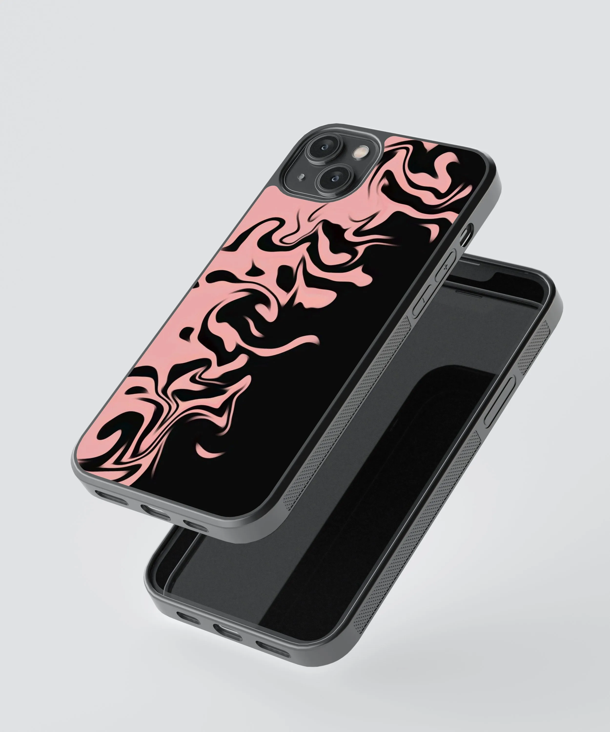 Black & Pink Abstract Glass Phone Case Cover